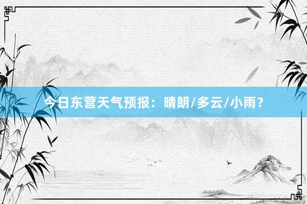 今日东营天气预报：晴朗/多云/小雨？